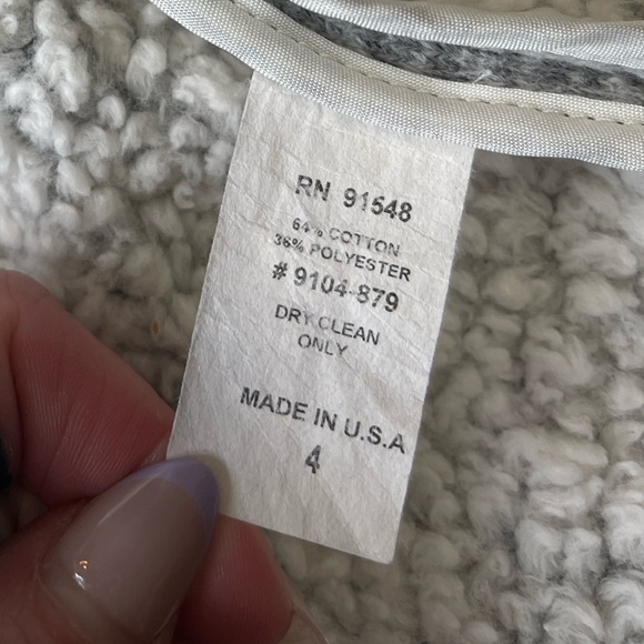 Barneys New York Gray Knit Fleece 3/4 Sleeve Oversized Jacket - Size 4 - Picture 8 of 9